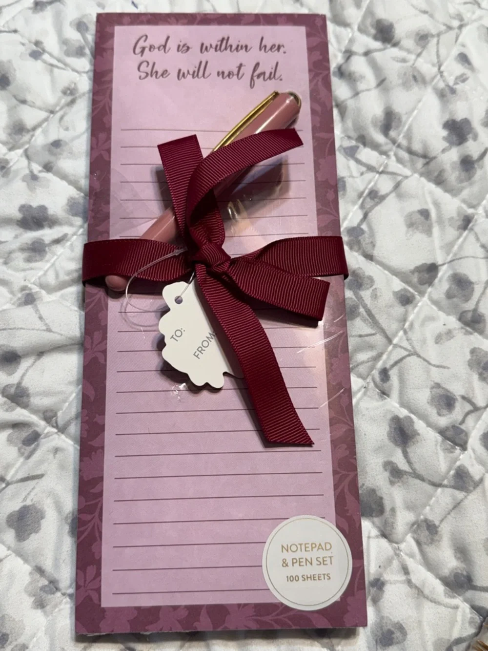 Faith-Themed Spiral Notebook and Notepad Gift Set - Pink, Teal, White
